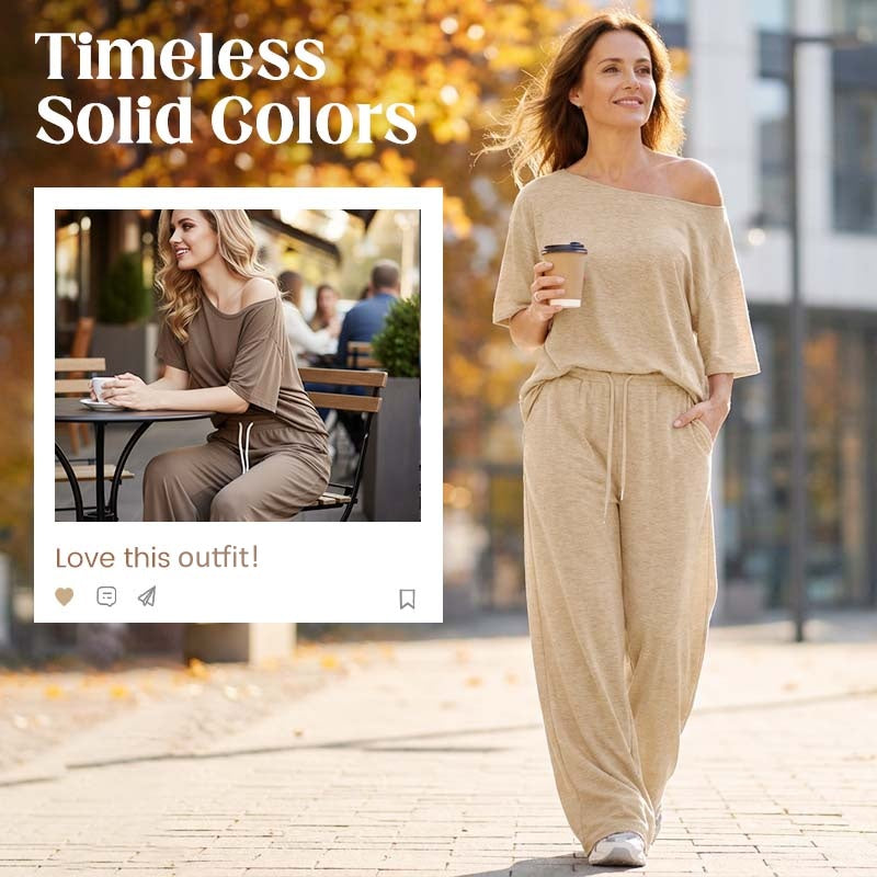 🌸Spring Pre-sale💐Women's Off-Shoulder Top & Pants 2-Piece Set